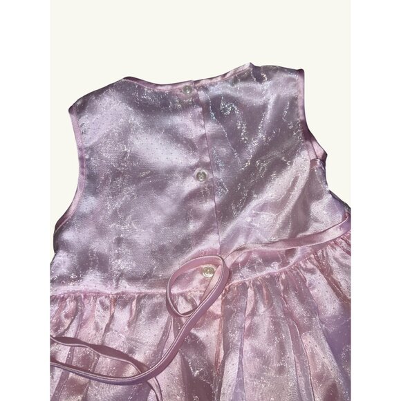 Girls' Pink Dress Size 6 With Overlay & Ribbon for Play - Picture 9 of 10